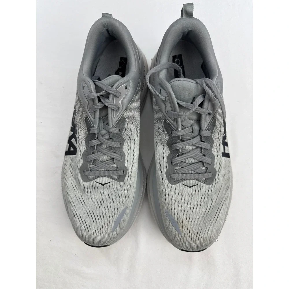 Hoka Bondi 8 Mens Running Shoes Grey Black Road Sneakers Low Top